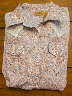 Wrangler Paisley Snap-Front Western Shirt - Pastel Multicolor
